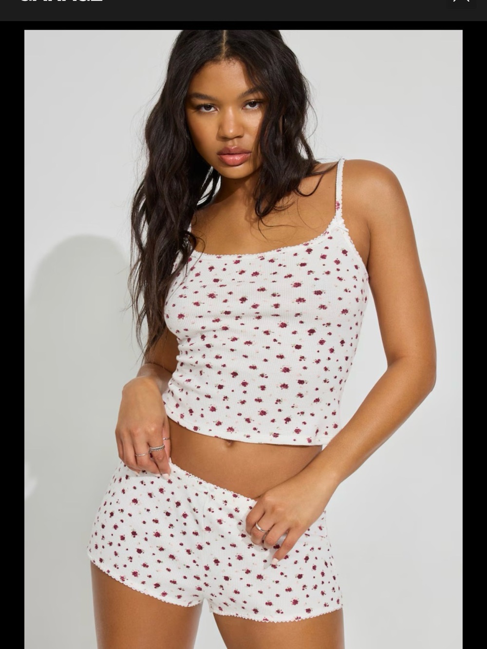 GARAGE Waffle Picot Cami Top